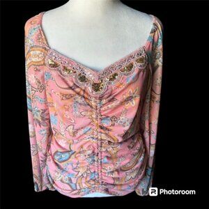 NWOT Boston Proper Embellished Paisley Top